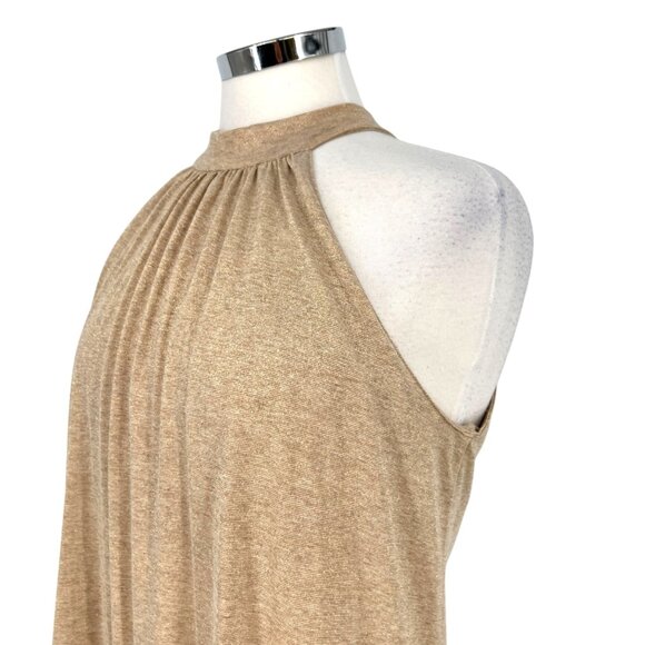 Michael Stars Metallic Gold Halter Dress Cream Beige Size 2 XS - Picture 4 of 13